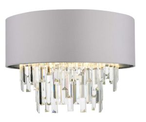 Halle 4 Light G9 Grey Flush Ceiling Light C/W Shade And Crystal Droplets