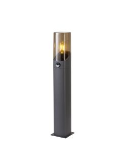 Ria 60cm Post Lamp With PIR Sensor 1 x E27, IP44, Grey/Smoke, 2yrs Warranty