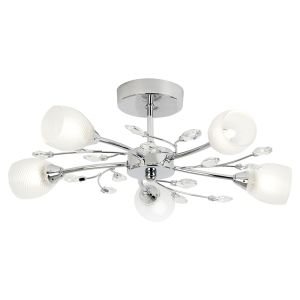 Endon DOUGLAS-5CH 5 Light Ceiling Fitting In Chrome With Glass Shades