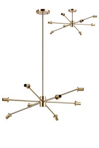 Eldia 83cm Antique Gold 8 Light E14 Fixed Multi Height Pendant/Semi Flush Round (FRAME ONLY), Suitable For A Vast Selection Of Glass Shades