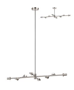 Eldia Satin Nickel 8 Light E14 Fixed Multi Height Pendant/Semi Flush Linear (FRAME ONLY), Suitable For A Vast Selection Of Glass Shades