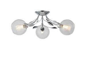 Elm 52.5cm Semi Ceiling, 3 Light G9, Polished Chrome/Clear Glass