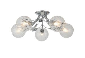 Elm 52.5cm Semi Ceiling, 5 Light G9, Polished Chrome/Clear Glass