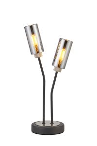 Vico Table Lamp, 2 Light G9, Anthracite/Satin Nickel/Smoked Glass