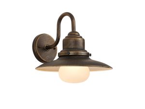 Zonic Wall Lamp, 1 x E27, IP44, Black/Brushed Gold/Opal, 2yrs Warranty