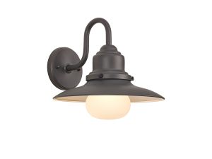 Zonic Wall Lamp, 1 x E27, IP44, Dark Grey/Black/Opal, 2yrs Warranty