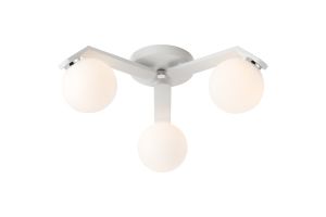 Bagno 51cm Flush Ceiling, 3 Light G9, IP44, White/Polished Chrome/Opal Smooth Round Glass