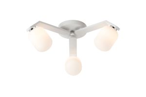 Bagno 51cm Flush Ceiling, 3 Light G9, IP44, White/Polished Chrome/Opal Smooth Tubular Glass