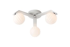 Bagno 51cm Flush Ceiling, 3 Light G9, IP44, White/Polished Chrome/Opal Round Segment Glass