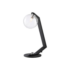 Bagno Table Lamp, 1 Light G9, Black/Polished Chrome/Clear Ribbed Round Glass