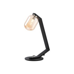 Bagno Table Lamp, 1 Light G9, Black/Polished Chrome/Amber Smooth Tubular Glass