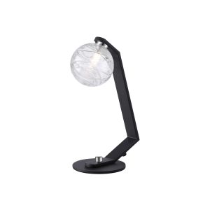 Bagno Table Lamp, 1 Light G9, Black/Polished Chrome/Clear Dune Effect Round Glass