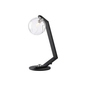 Bagno Table Lamp, 1 Light G9, Black/Polished Chrome/Clear Waved Round Glass