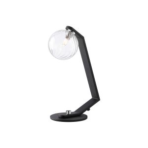 Bagno Table Lamp, 1 Light G9, Black/Polished Chrome/Clear Swirl Round Glass
