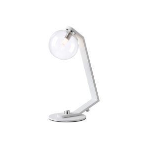 Bagno Table Lamp, 1 Light G9, White/Polished Chrome/Clear Smooth Round Glass