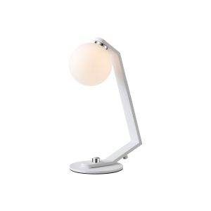 Bagno Table Lamp, 1 Light G9, White/Polished Chrome/Opal Smooth Round Glass