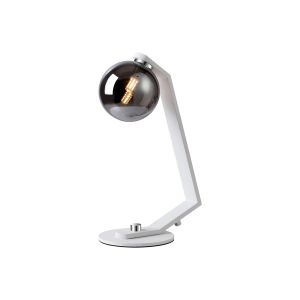 Bagno Table Lamp, 1 Light G9, White/Polished Chrome/Smoke Smooth Round Glass