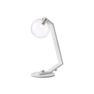 Bagno Table Lamp, 1 Light G9, White/Polished Chrome/Clear Ribbed Round Glass