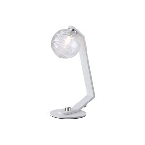 Bagno Table Lamp, 1 Light G9, White/Polished Chrome/Clear Dune Effect Round Glass
