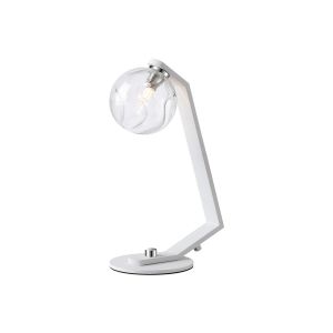 Bagno Table Lamp, 1 Light G9, White/Polished Chrome/Clear Waved Round Glass