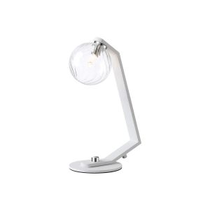 Bagno Table Lamp, 1 Light G9, White/Polished Chrome/Clear Swirl Round Glass