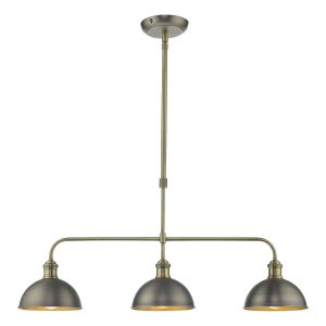 Governor 3 Light E14 Antique Chrome & Antique Brass Adjustable Linear Bar Pendant Light