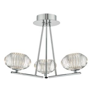 Jensine 3 Light Semi Flush Polished Chrome/Clear Glass Finish