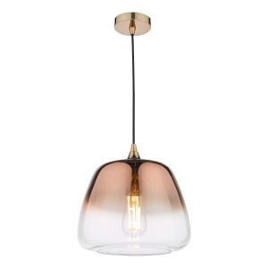 Klaxon 1 Light E27 Ombre Copper Glass Adjustable Pendant