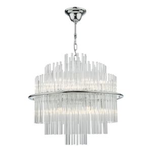 Lukas 13 Light G9 Polished Chrome Adjustable Pendant With Glass Rods