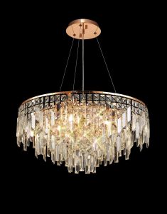 Maddison 60cm Pendant Round 8 Light G9 Rose Gold/Crystal