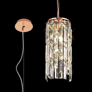 Maddison 15cm Pendant Cylinder 2 Light G9 French Gold/Crystal