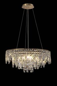 Maddison 60cm Pendant Round 8 Light G9 French Gold/Crystal