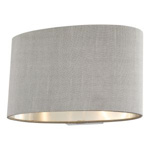 Melody 1 Light G9 Wall Light With Oval Grey Faux Silk Shade