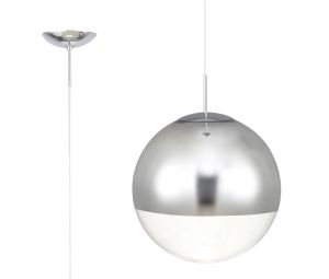 Miranda 40cm Ball Pendant 1 Light E27 Polished Chrome Suspension With Mirrored/Clear Glass Globe