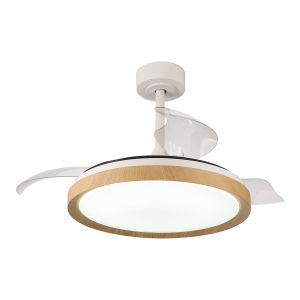 Mistral 50W LED Dimmable Ceiling Light With Built-In 28W DC Fan, 2700-5000K Remote Control, 3200lm, Wood, 5yrs Warranty