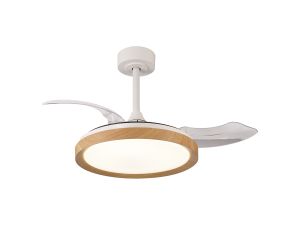 Mistral Mini 40W LED Dimmable Ceiling Light With Built-In 28W DC Fan, 2700-5000K Remote Control, 2500lm, Wood, 5yrs Warranty