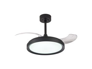 Mistral Mini 40W LED Dimmable Ceiling Light With Built-In 28W DC Fan, 2700-5000K Remote Control, 2500lm, Black, 5yrs Warranty