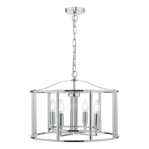 Myka 4 Light E14 Polished Chrome Adjustable Decorative Cage Pendant