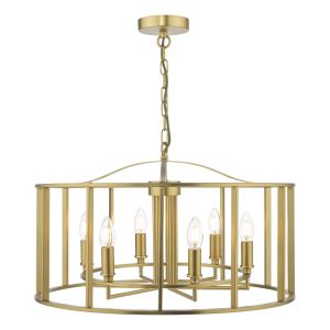 Myka 6 Light E14 Brushed Bronze Adjustable Decorative Cage Pendant