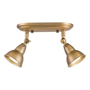 Nathaniel 2 Light GU10 Aged Brass Surface Plate Spotlight