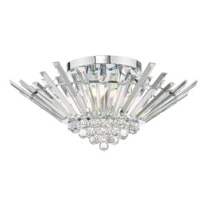 Nimbus 5 Light G9 Polished Chrome Flush Ceiling Light With Crystal