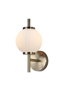 Gualtier Wall Lamp, 1 x G9, Antique Brass/Opal Glass