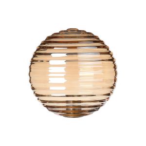 Novo 12cm Ribbed Round Glass Shade (B), Amber