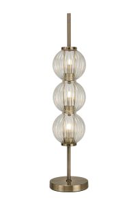 Gualtier Table Lamp, 3 x G9, Antique Brass/Clear Glass