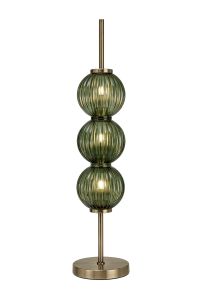 Gualtier Table Lamp, 3 x G9, Antique Brass/Moss Green Glass