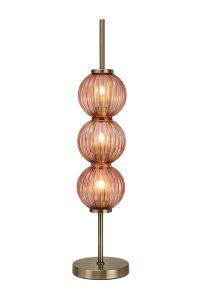 Gualtier Table Lamp, 3 x G9, Antique Brass/Blush Pink Glass