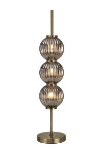 Gualtier Table Lamp, 3 x G9, Antique Brass/Smoke Glass