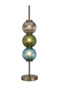 Gualtier Table Lamp, 3 x G9, Antique Brass/Blue/Moss Green/Smoke Glass