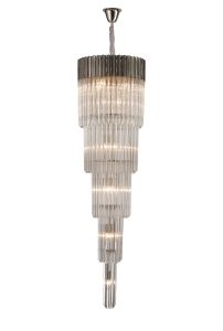 Vita 50cm Pendant Round 5 Tier 18 Light E14, Polished Nickel/Clear Sculpted Glass Item Weight: 42kg