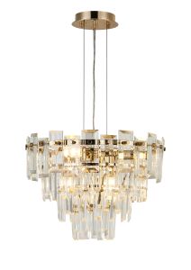 Anson 41cm Pendant 6 Light E14, French Gold/Clear Glass